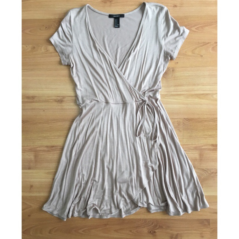 Tan V neck Dress